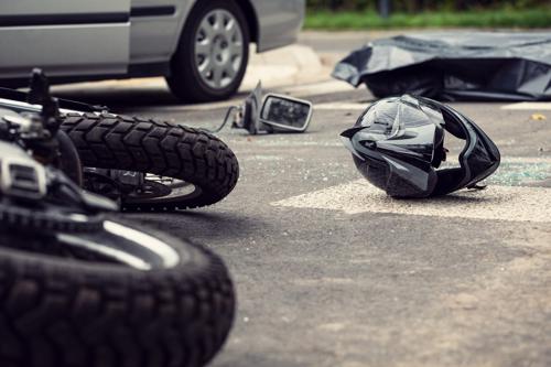 Motorcycle hit by car. Contact a Stamford motorcycle accident lawyer.