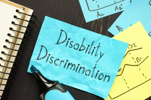 Words disability discrimination in business conceptual photo
