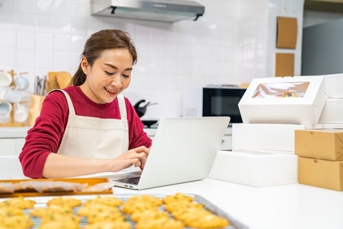 home-based food business, woman in kitchen selling baked goods
